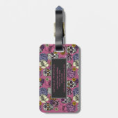 スカルカラフルトレンディーモノグラムピンクラゲッジタグ ラゲッジタグ (裏面縦)