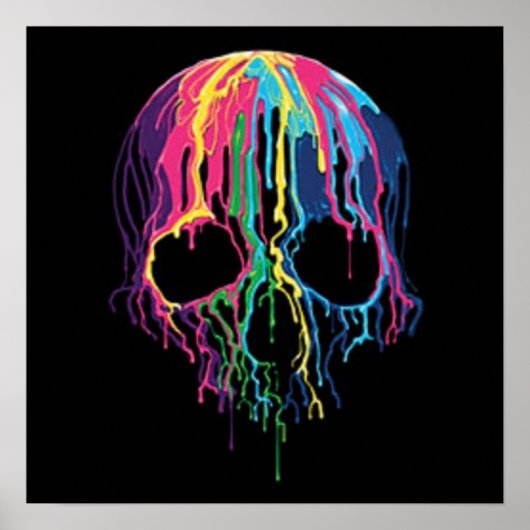 スカルカラーのブラックライト ポスター (正面)