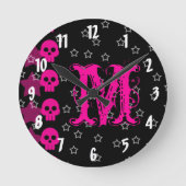 スカルガーリーEMOパンクモノグラムイニシャルウォールクロック ラウンド壁時計 (正面)