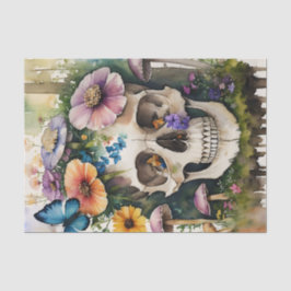 スカルキノコフローラ水彩画 薄葉紙