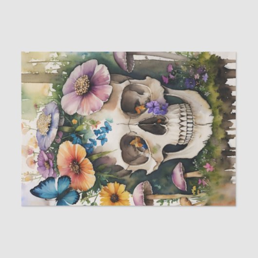 スカルキノコフローラ水彩画 薄葉紙 (正面)