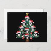 スカルクリスマスツリーパジャマクールスケルトンサンタ シーズンポストカード (正面/裏面)