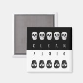 スカルクリーン汚れた白黒リバーシブル マグネット (正面/裏面)