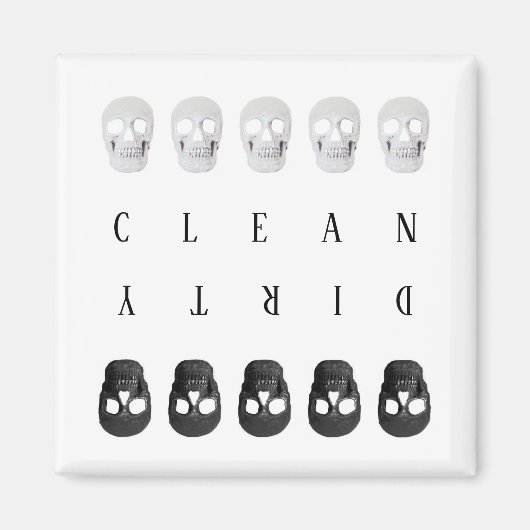 スカルクリーン汚れた白黒食洗機 マグネット (正面)