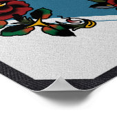 スカルクロスとバラ伝統的タトゥーフラッシュ ポスター (角)