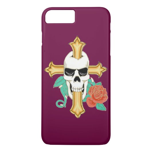 スカルクロスとバラ Case-Mate iPhoneケース (裏面)