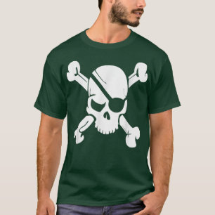 スカルクロスボーンカッコいいスケルトン海賊ロゴ  Tシャツ