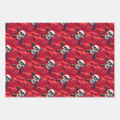 スカルクロスボーン骨格ハロウィーン海賊テーマ ラッピングペーパーシート (正面2)