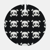 スカルクロスボーン：白黒パターン。 ガラスオーナメント (裏面)