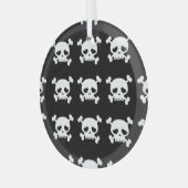 スカルクロスボーン：白黒パターン。 ガラスオーナメント (正面左)