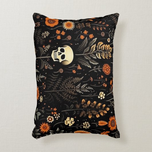 スカルクールハロウィーンパターン アクセントクッション (正面(垂直))