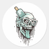 スカルクールフード付きスウェットシャツ&シェーズのステッカー – Edgy Streetwe ラウンドシール (正面)