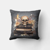 スカルグレーと金ゴールドバラブラックハロウィーン クッション (裏面)