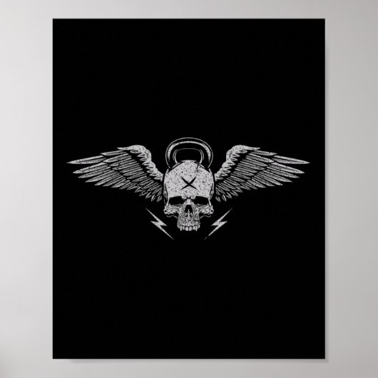 スカルケトルベルトレーニング強度訓練ジム ポスター (正面)