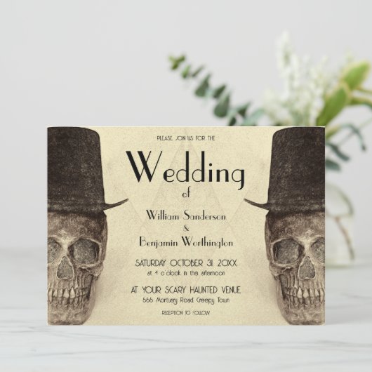 スカルゲイミスター・アンド・ミスター・ヴィンテージ・セピアレトロ結婚ズ 招待状 (スタンド正面)