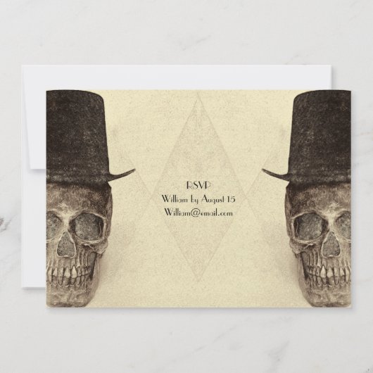 スカルゲイミスター・アンド・ミスター・ヴィンテージ・セピアレトロ結婚ズ 招待状 (裏面)
