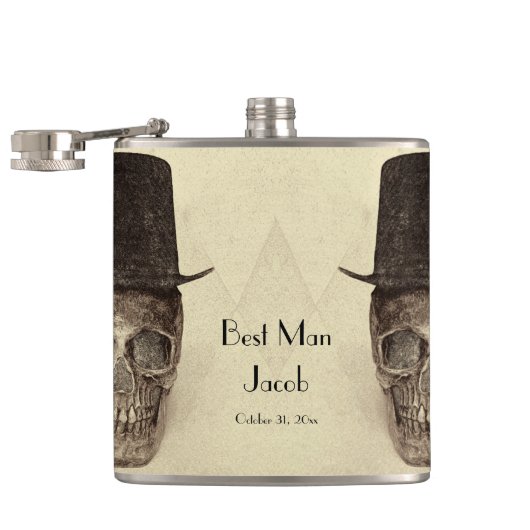 スカルゲイミスター&ミスターヴィンテージレトロセピア花婿介添人 フラスク (オープン)