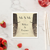 スカルゲイ氏とヴィンテージレトロセピア結婚ズ スタンダードカクテルナプキン (インサイチュ)