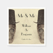 スカルゲイ氏とヴィンテージレトロセピア結婚ズ スタンダードカクテルナプキン (正面)