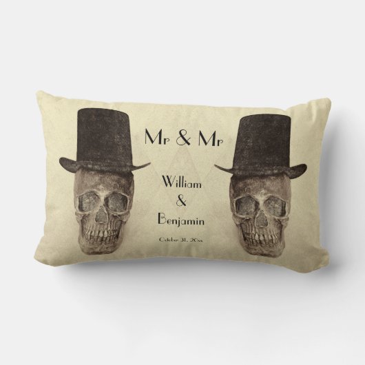 スカルゲイ氏とヴィンテージレトロセピア結婚ズ ランバークッション (裏面)