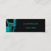 スカルゴシックダークティール(緑がかった色)ブラックマカブレタトゥーショップ スキニー名刺 (正面)