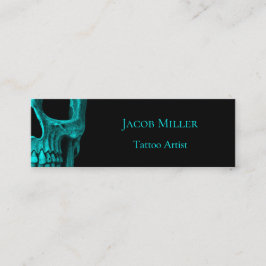 スカルゴシックダークティール（緑がかった色）ブラックマカブレタトゥーショップ スキニー名刺