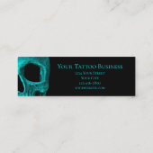 スカルゴシックダークティール(緑がかった色)ブラックマカブレタトゥーショップ スキニー名刺 (裏面)