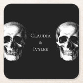スカルゴシックハロウィン結婚のコースター スクエアペーパーコースター (正面)