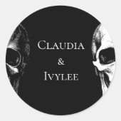 スカルゴシックハロウィーン結婚式用シール ラウンドシール (正面)