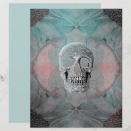 スカルゴシックフローラティール（緑がかった色）グレーピンクヴィンテージテクスチャ