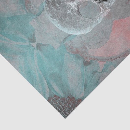 スカルゴシックフローラティール(緑がかった色)ピンクグレーヴィンテージテクスチャ 薄葉紙 (詳細)