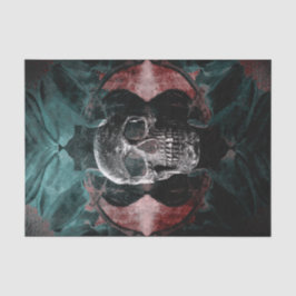 スカルゴシックフローラティール（緑がかった色）ブラックレッドグランジテクスチャ 薄葉紙