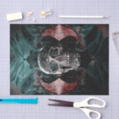 スカルゴシックフローラティール(緑がかった色)ブラックレッドグランジテクスチャ 薄葉紙 (クラフト)