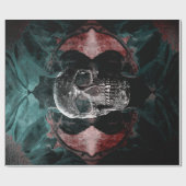 スカルゴシックフローラティール(緑がかった色)黒グランジ赤テクスチャ ラッピングペーパー (フラット)