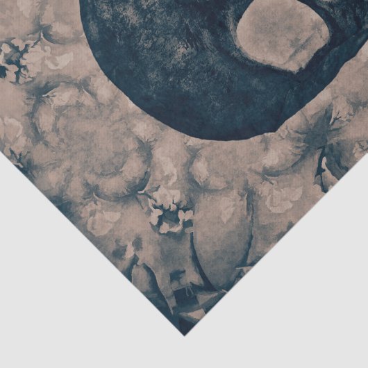 スカルゴシックヴィンテージアンティークセピアティール(緑がかった色)ネガ 薄葉紙 (詳細)