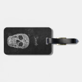 スカルゴシック様式の古いテクスチャ白黒グランジ ラゲッジタグ (裏面横)