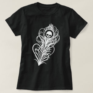 スカルゴシック様式の孔雀の羽 Tシャツ