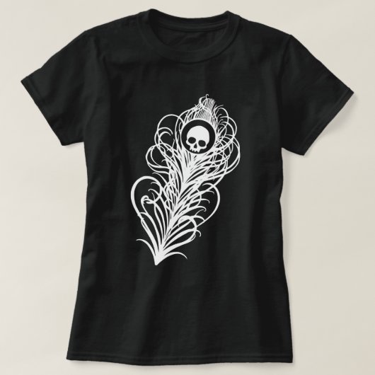 スカルゴシック様式の孔雀の羽 Tシャツ (デザイン正面)