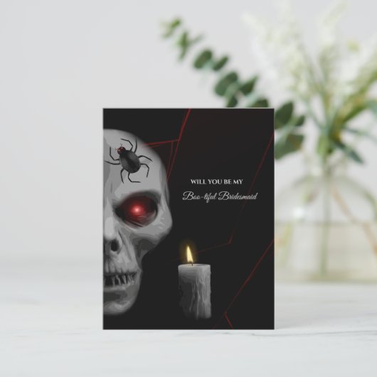 スカルゴシック様式の花嫁またはGroomsmen提案カード 招待状 (スタンド正面)