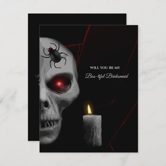 スカルゴシック様式の花嫁またはGroomsmen提案カード 招待状 (正面/裏面)