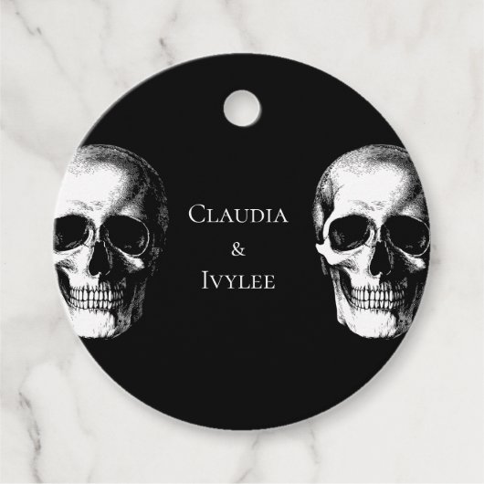 スカルゴシック結婚式の引き出物ラベル フェイバータグ (正面)