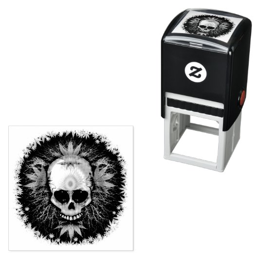 スカルサイケデリックトリップ(幻覚体験)のような爆破マグス セルフインキングスタンプ (インサイチュ)