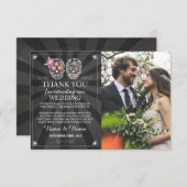 スカルサンキューフォトカードゴシックハロウィーン 招待状 (正面/裏面)