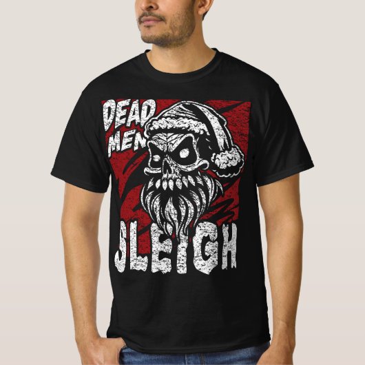 スカルサンタクロースデッドメンズレー Tシャツ (正面)