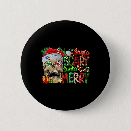スカルサンタホラーサンタメリークリスマスマッチングF 缶バッジ (正面)