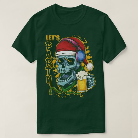 スカルサンタレッツビールパーティー Tシャツ (デザイン正面)
