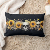 スカルサンフラワーハロウィーンゴシック ランバークッション (ブランケット)
