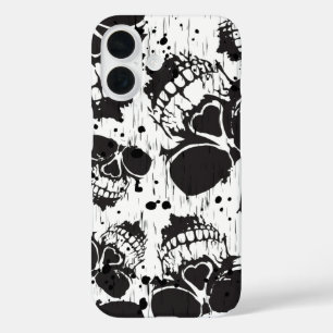 スカルシグランジームレスブラックパターン iPhone 16ケース