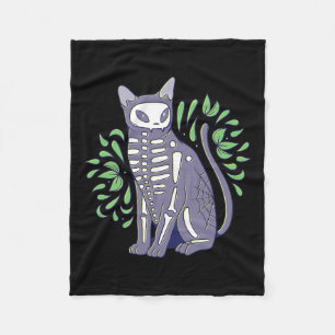 スカルシャツ – 子猫スケルトンハロウィンコスチュームSku フリースブランケット
