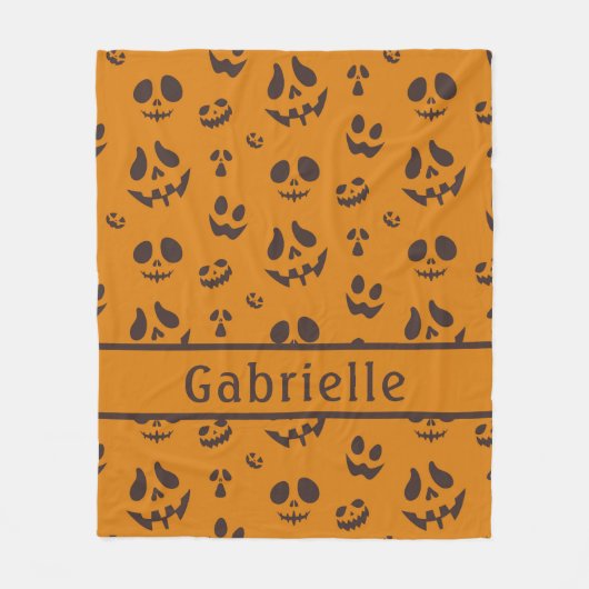 スカルシルエットパターンブラウンフリースブランケット フリースブランケット (正面)